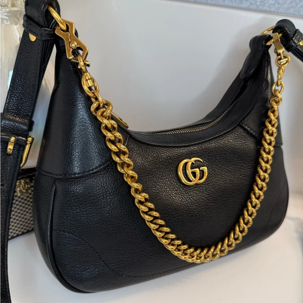 🎀GUCCI Black Small Double G Aphrodite Shoulder Bag - Picture 5 of 16
